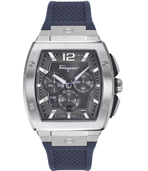 ferragamo tonneau chronograph men's watch.